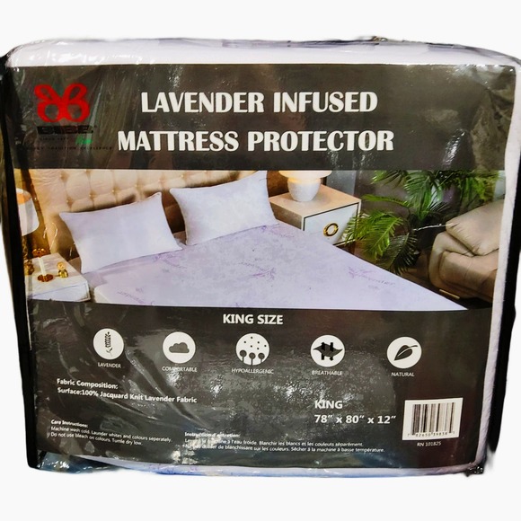 BIBB HOME LAVENDER INFUSED SCENTED HYPOALLERGENIC MATTRESS PAD - Picture 1 of 4